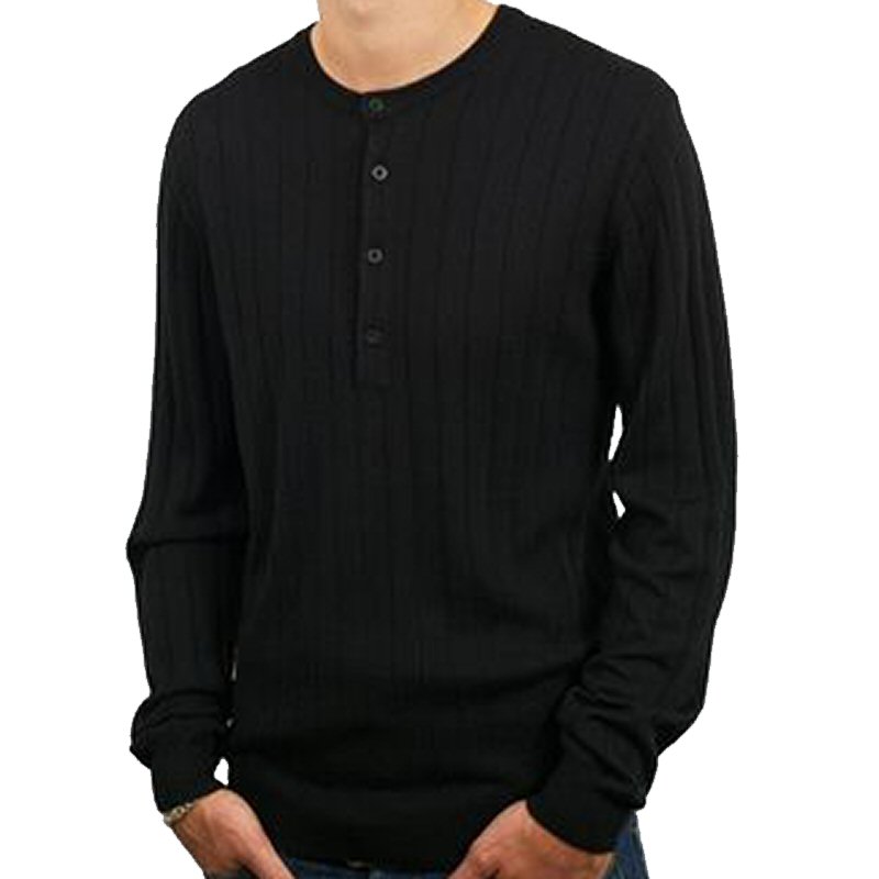 /Art Gallery 60's Retro Mod 3 Button Grandad Collar L/S Ribbed Knit